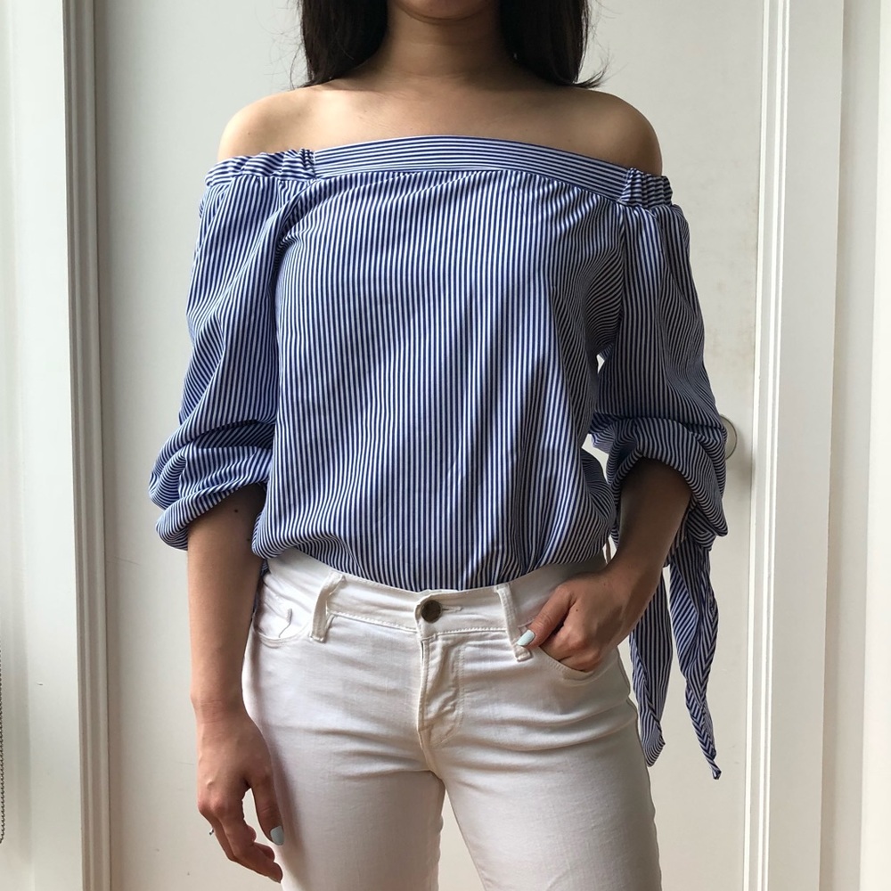 Off the shoulder striped top